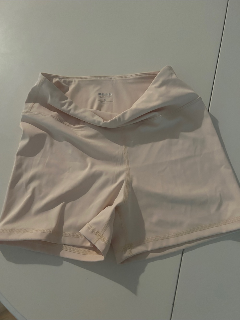 Girls' Fold-Over Waist Light Pink Active Shorts
